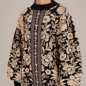 NWT Farm Rio Pineapple XL Sweater Dress Black White
